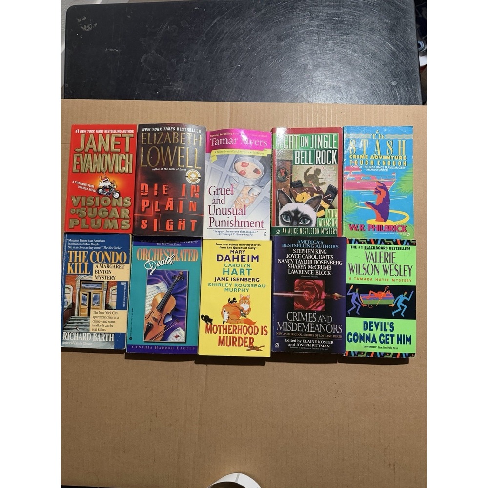 Lot of 10 random murder mystery novel paperback books, various authors B2